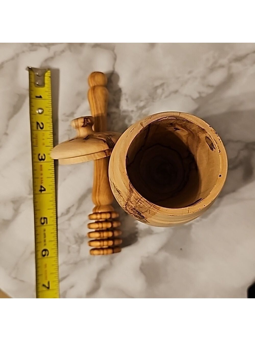 Olive Wood Honey pot and dipper - Picture 6 of 6